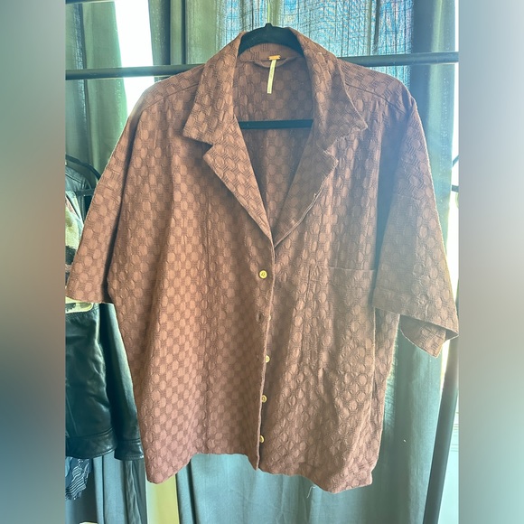 Free People Tops - Free people brown bowling button down shirt